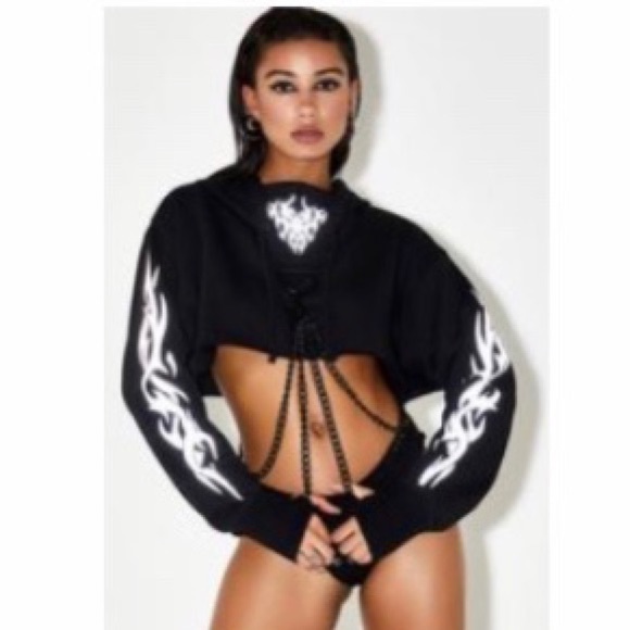 DOLLS KILL CLUB EXX Tops - NWT MARK OF THE BEAST CHAINED HOODIE